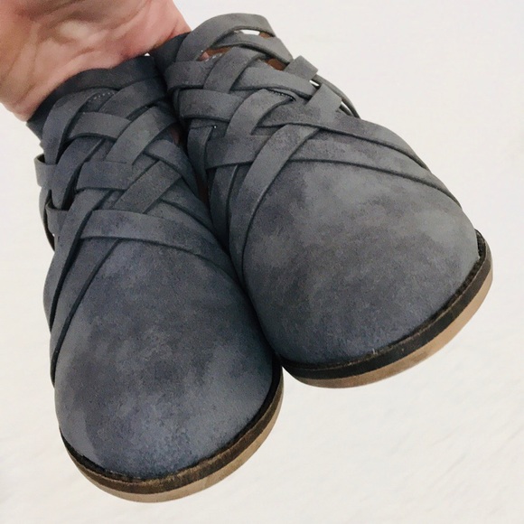 NEW! Aspen Smoke Blue Vegan Leather Strap Booties - Picture 5 of 8